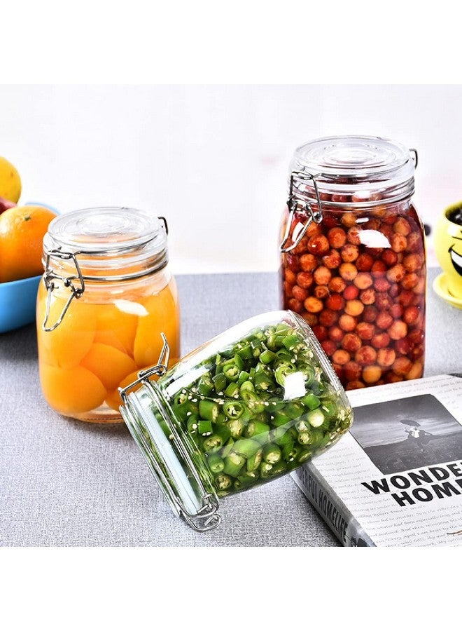 OLWICK 2 Pcs Air Tight Glass Storage Containers With Steel Clamp Lid And Silicon Seal/Glass Jars/Kitchen Storage Containers/Cookie Jar (Round, 750 Ml, Transparent) - Image 3