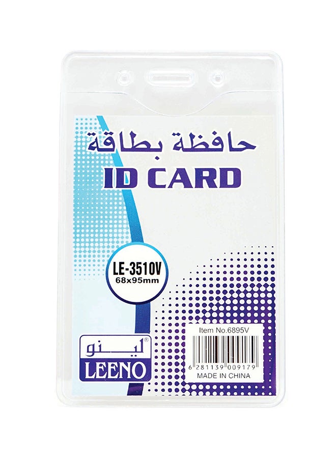 لينو حافظة بطاقة تعريف بتصميم رأسي مع مشبك أبيض - Image 1