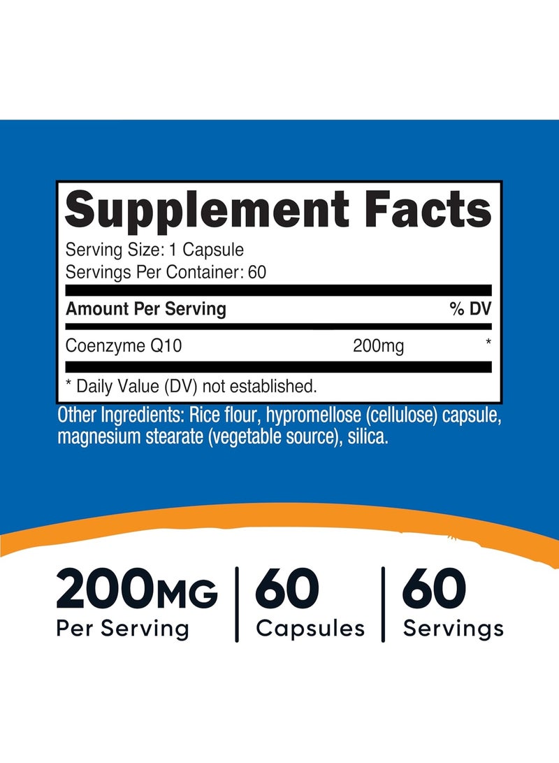 Nutricost CoQ10 200 ملغ، 60 كبسولة نباتية، 60 حصة - امتصاص عالي، نباتي، غير معدل وراثيًا، إنزيم Q10 - Image 4