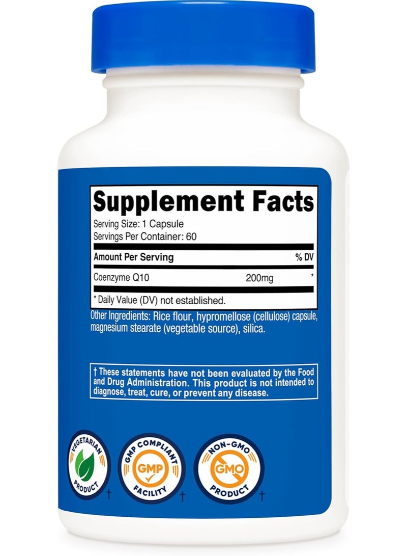Nutricost CoQ10 200 ملغ، 60 كبسولة نباتية، 60 حصة - امتصاص عالي، نباتي، غير معدل وراثيًا، إنزيم Q10 - Image 3