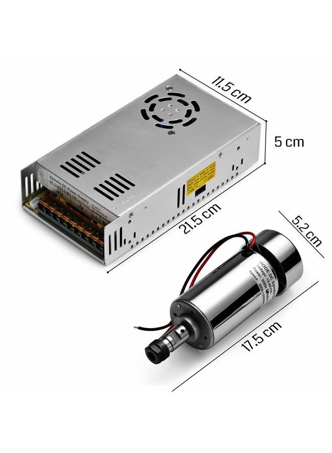 Genmitsu Air Cooled 300W Brush DC Spindle Motor with 0-48V Output Adjustable Power Supply, 52mm Clamp & ER11 Collet, Ideal for CNC Machining - Image 5
