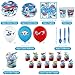 LSJDEER Airplane Birthday Party Decorations Airplane Party Supplies Plates Cups Napkins Tablecloth Happy Birthday Backdrop Balloon Cake Toppers for Plane Theme Party Baby Shower Supplies - Image 4