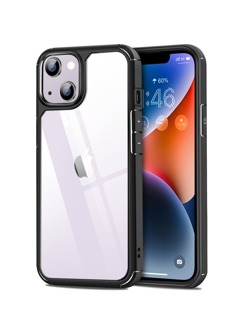 UCHUANG iPhone 14 Case Clear Cover Ultra Thin Silicone Shockproof Hard Back Cases Transparent Protective Slim Phone Case for Apple iPhone 14 6.1 inch - Black - Image 1