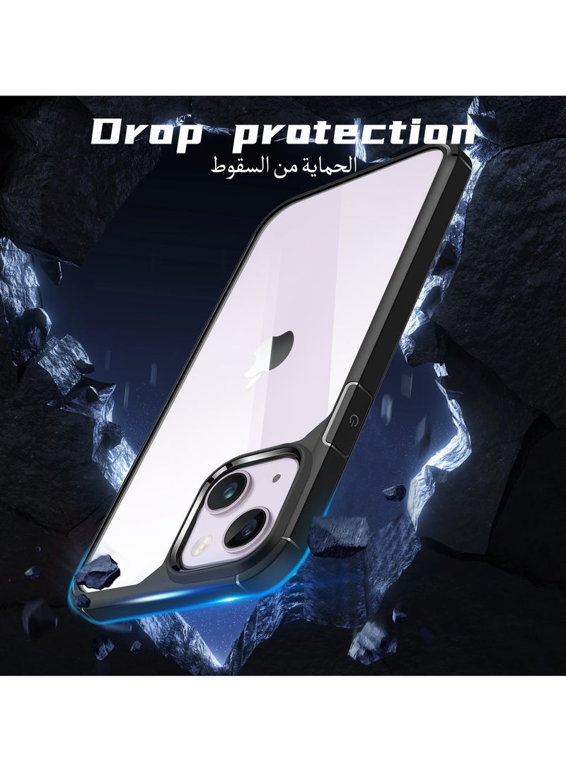 UCHUANG iPhone 14 Case Clear Cover Ultra Thin Silicone Shockproof Hard Back Cases Transparent Protective Slim Phone Case for Apple iPhone 14 6.1 inch - Black - Image 2