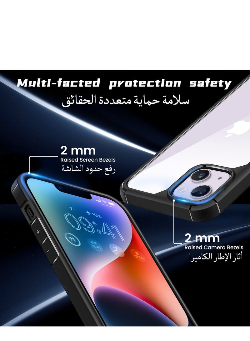 UCHUANG iPhone 14 Case Clear Cover Ultra Thin Silicone Shockproof Hard Back Cases Transparent Protective Slim Phone Case for Apple iPhone 14 6.1 inch - Black - Image 5