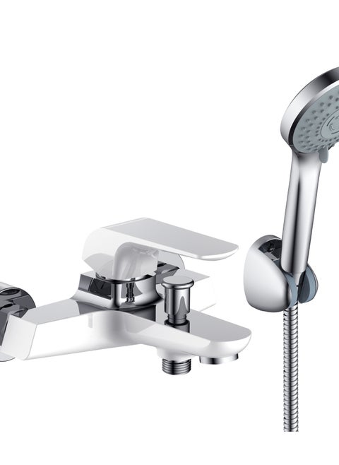HESANIT Elite Single Lever Bath Mixer With Hand Shower Set White Chrome - 7002WC
