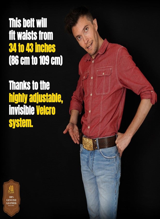 ميثروجان حزام جلدي من ميثروجان، حزام فايكنج من القرون الوسطى منقوش عليه شعار أودين وغراب، إبزيم من النحاس الصلب، حزام محارب فارس من عصر النهضة، حزام من الجلد الطبيعي، إكسسوارات أزياء الفايكنج للعب الأدوار الحية - بني - طول 45.25 بوصة - Image 3