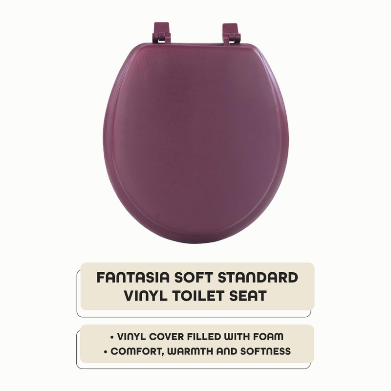 Achim Soft Standard Vinyl Toilet Seat, Burgundy - 17 Inch Soft Vinyl Cover with Comfort Foam Cushioning - Fits All Standard Size Fixtures - Easy to Install Fantasia by Achim Home Decor - Image 2