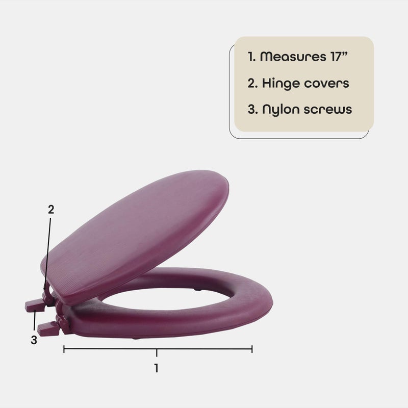 Achim Soft Standard Vinyl Toilet Seat, Burgundy - 17 Inch Soft Vinyl Cover with Comfort Foam Cushioning - Fits All Standard Size Fixtures - Easy to Install Fantasia by Achim Home Decor - Image 4