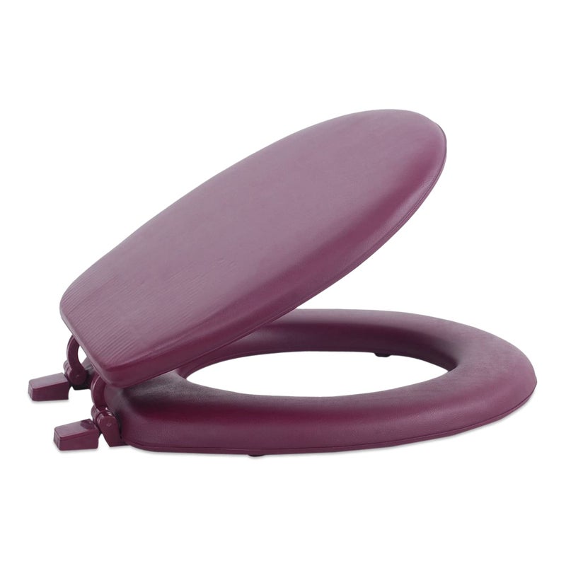 Achim Soft Standard Vinyl Toilet Seat, Burgundy - 17 Inch Soft Vinyl Cover with Comfort Foam Cushioning - Fits All Standard Size Fixtures - Easy to Install Fantasia by Achim Home Decor - Image 1