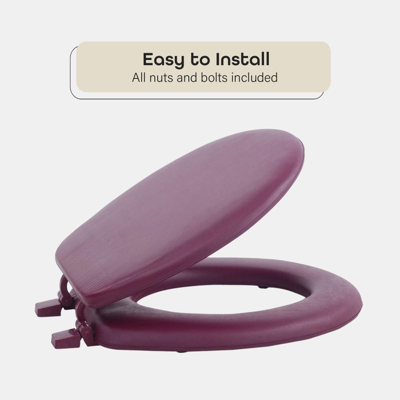 Achim Soft Standard Vinyl Toilet Seat, Burgundy - 17 Inch Soft Vinyl Cover with Comfort Foam Cushioning - Fits All Standard Size Fixtures - Easy to Install Fantasia by Achim Home Decor - Image 5