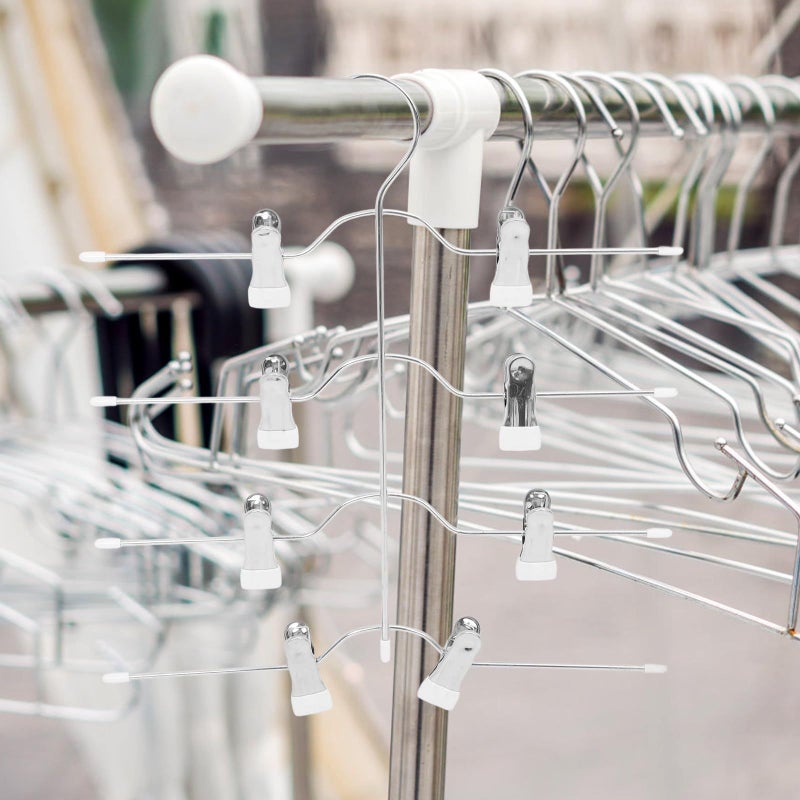 White 4 Tier Pants Hangers With Clips Space Saving Closet Organizer for Skirts Storage - Image 5