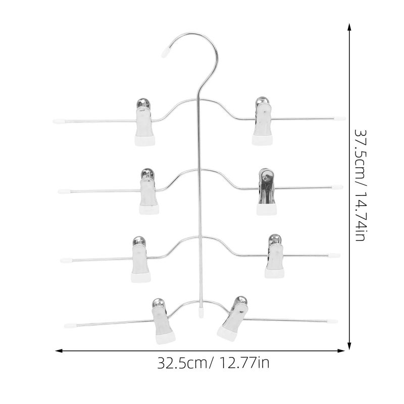 White 4 Tier Pants Hangers With Clips Space Saving Closet Organizer for Skirts Storage - Image 3