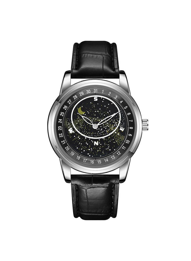 Generic Trendy Luminous Mens Quartz Wristwatch Black 
