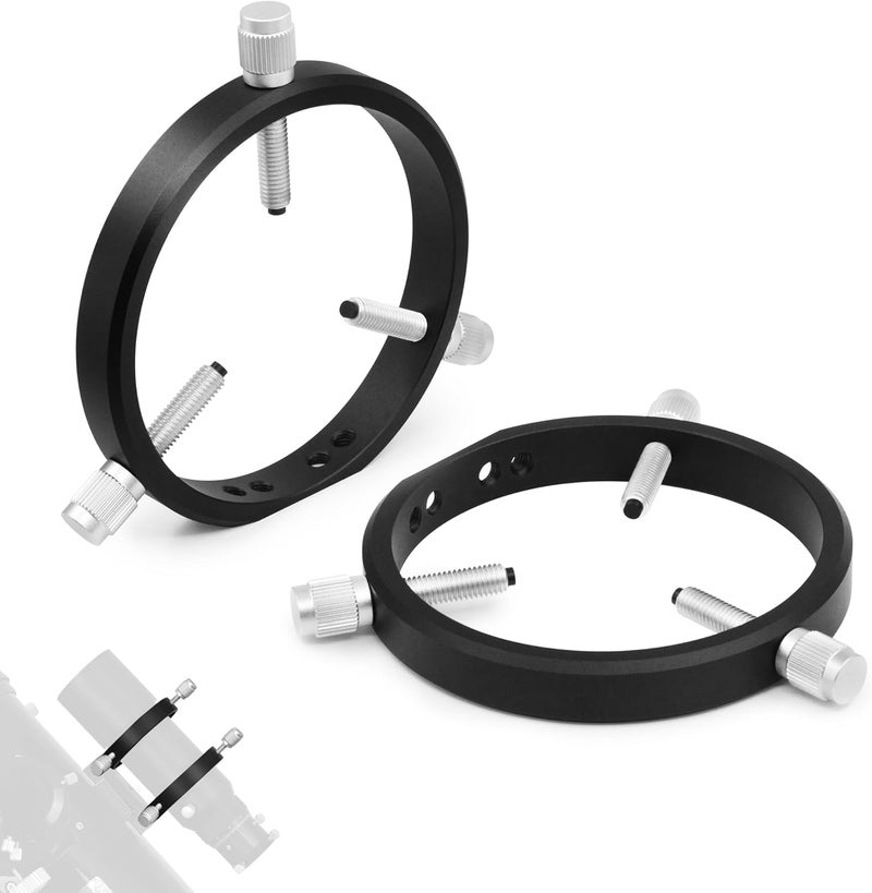 Astromania Adjustable Guiding Scope Rings 102 mm Inside Diameter (Pair) - for Telescope Tube Diameter or Finders 48 to 100mm - Image 1