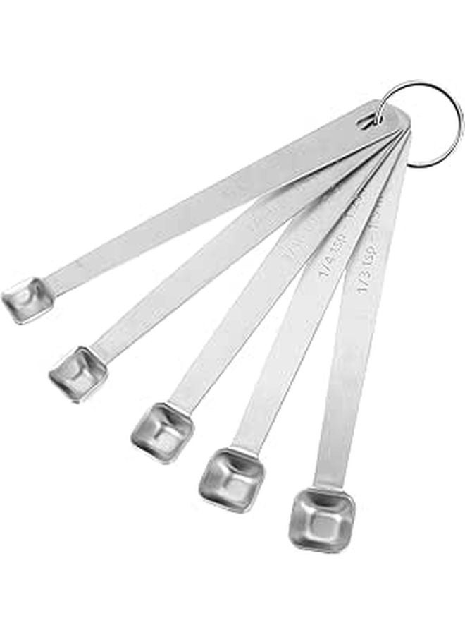5pcs Mini Square Stainless Steel Measuring Spoons Set for Baking Cooking Seasoning - Image 1