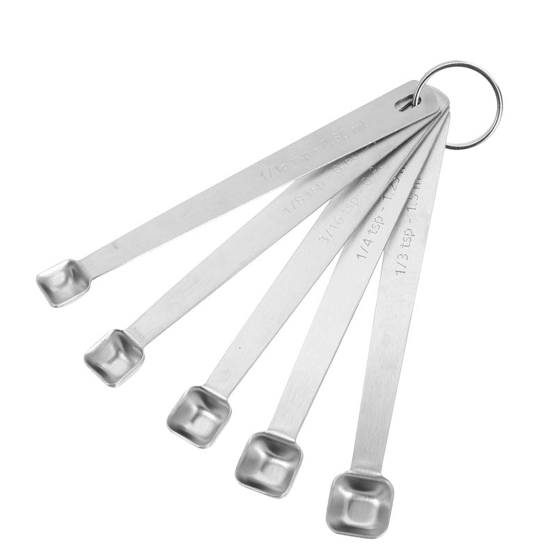 5pcs Mini Square Stainless Steel Measuring Spoons Set for Baking Cooking Seasoning - Image 2