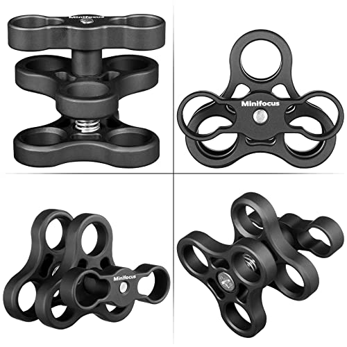 MINIFOCUS 2PCS 1'' Aluminum Triple Holes Ball Clamp Mount for Underwater Diving Light Arms Tray System, Photography Diving Camera, 360° Clip for GoPro Action Camera Flashlight Arms System - Image 4