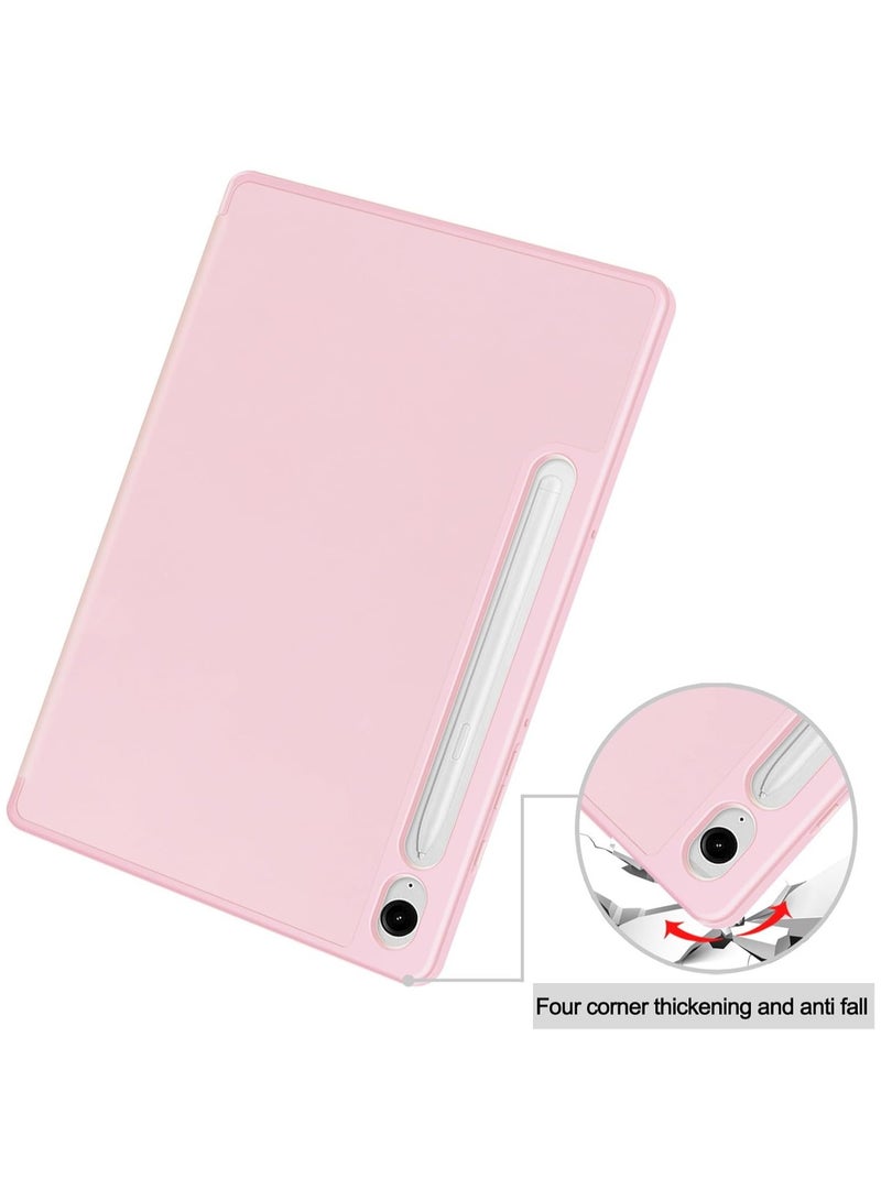 Tablet Case for Samsung Galaxy Tab S10 FE / S9 FE 10.9-Inch with S Pen Holder, Soft TPU Tri-Fold Stand Protective Tablet Cover, Support S Pen Charging, Auto Wake/Sleep (PINK)) - Image 4