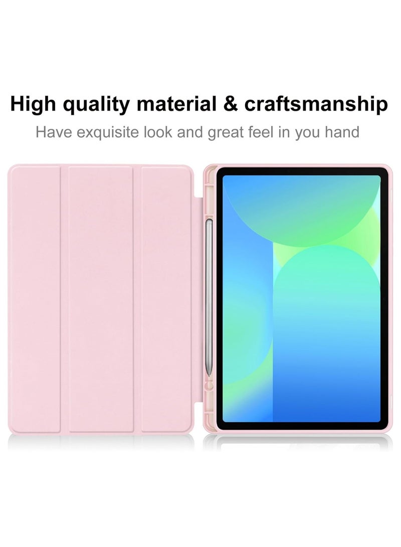 Tablet Case for Samsung Galaxy Tab S10 FE / S9 FE 10.9-Inch with S Pen Holder, Soft TPU Tri-Fold Stand Protective Tablet Cover, Support S Pen Charging, Auto Wake/Sleep (PINK)) - Image 5