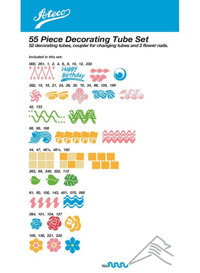 Ateco Cake, 783 55 pc Decorating Tip Set, Silver - Image 2