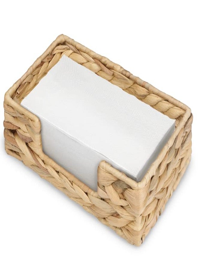 Graciadeco Disposable Guest Towel Napkin Basket Rectangular Water Hyacinth Napkin Holder Woven Rattan Wicker Table Dinner Paper Hand Guest Towel Napkin Basket Tray Caddy for Bathroom Kitchen - Image 1