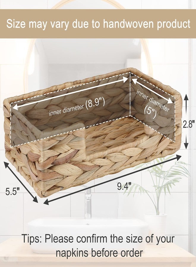 Graciadeco Disposable Guest Towel Napkin Basket Rectangular Water Hyacinth Napkin Holder Woven Rattan Wicker Table Dinner Paper Hand Guest Towel Napkin Basket Tray Caddy for Bathroom Kitchen - Image 2