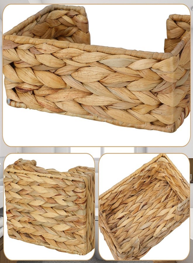 Graciadeco Disposable Guest Towel Napkin Basket Rectangular Water Hyacinth Napkin Holder Woven Rattan Wicker Table Dinner Paper Hand Guest Towel Napkin Basket Tray Caddy for Bathroom Kitchen - Image 4