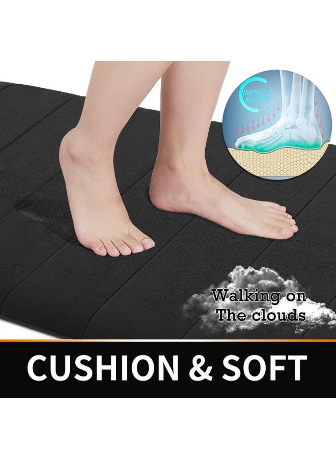 MostNow 3Pcs Bathroom Rugs, Memory Foam Bath Mat Set, Toilet Mats, Soft Comfortable, Water Absorption, Non-Slip, Thick, Machine Washable, Easier to Dry for Floor Mats, Gray (Black) - Image 2