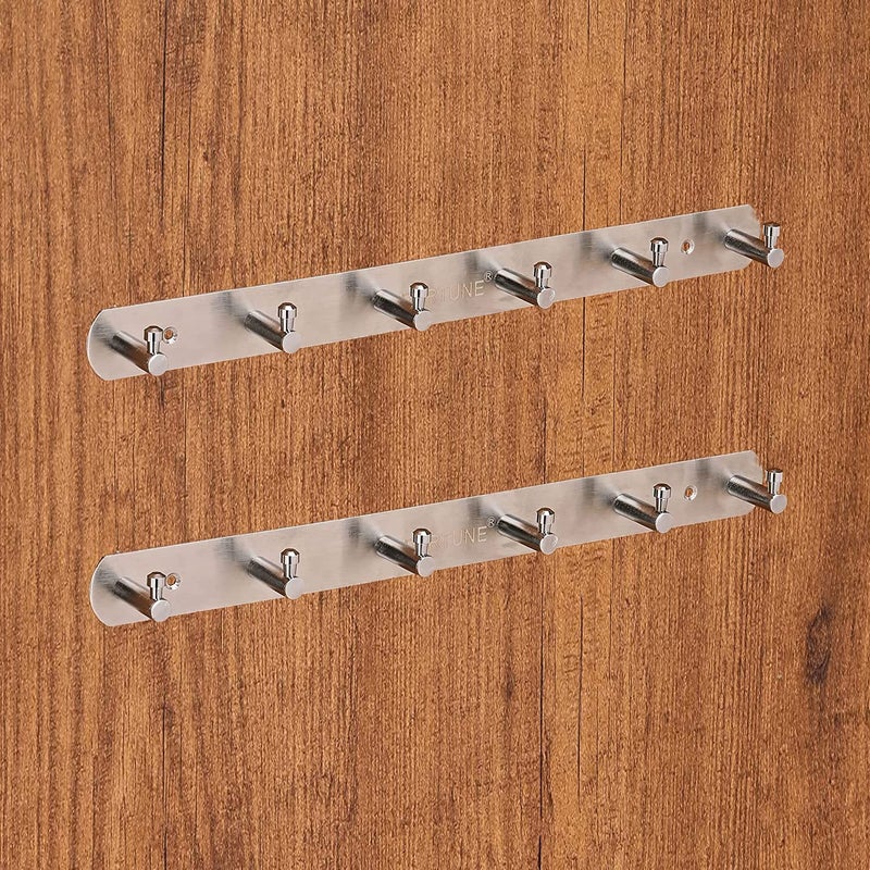 FORTUNE Premium Hook PlateHook Patti Stainless Steel Coat Bath Towel Hook Hanger Rail Bar 2 6 Hooks - Image 1