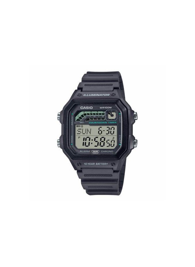 CASIO Casio Illuminator 10-Year Battery Countdown Timer Alarm Chronograph Men's Digital Watch WS1600H-8AV, Dark Grey  - Image 1