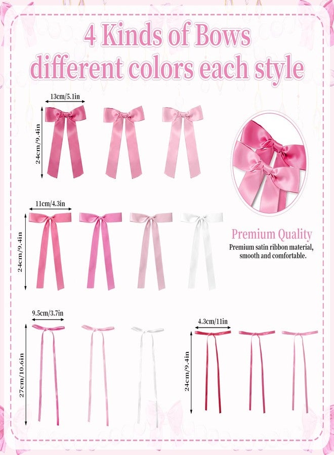 Whaline 46Pcs Pink Ribbon Bow Wall Decor DIY Bow Backdrop Photo Props for Coquette Birthday Baby Shower Bachelorette Wedding Party Room Decoration, 4 Sizes - Image 2