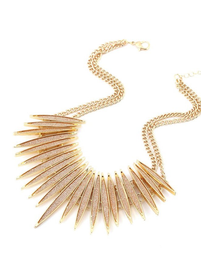 MOLOCH Sparkling Druzy Leaf Choker Necklace Fashion Gold-Tone Collar Necklace Bib Statement Chunky Tribal Necklace Woman Jewelry, Metal, druzy - Image 1