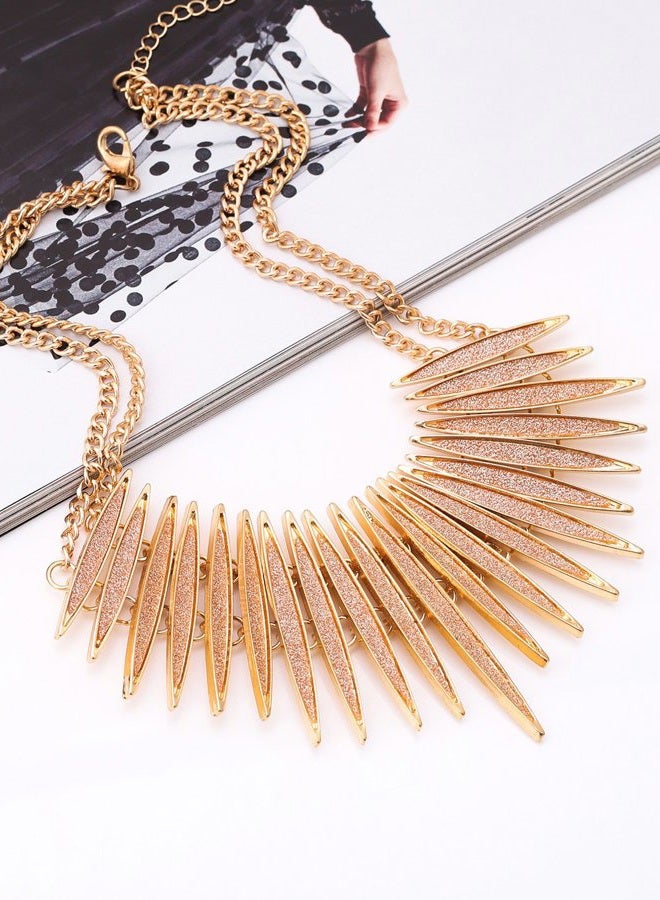 MOLOCH Sparkling Druzy Leaf Choker Necklace Fashion Gold-Tone Collar Necklace Bib Statement Chunky Tribal Necklace Woman Jewelry, Metal, druzy - Image 3