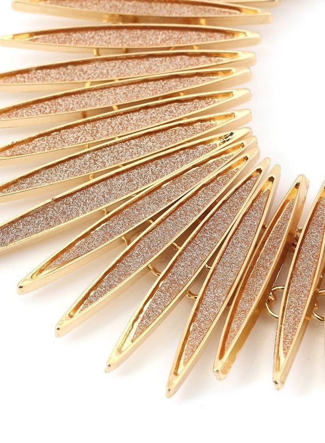 MOLOCH Sparkling Druzy Leaf Choker Necklace Fashion Gold-Tone Collar Necklace Bib Statement Chunky Tribal Necklace Woman Jewelry, Metal, druzy - Image 4
