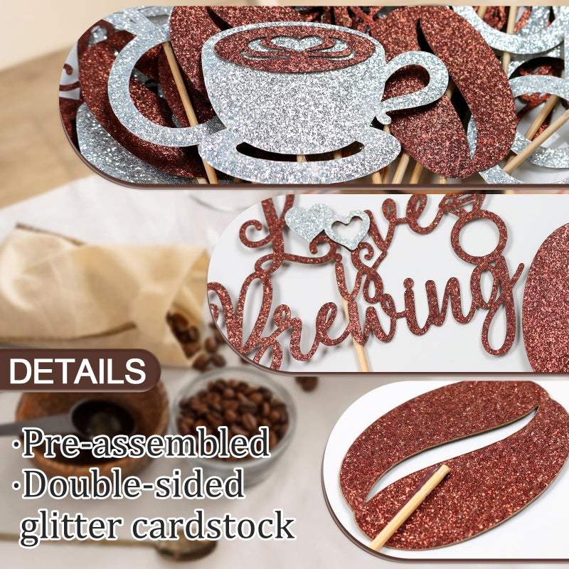 FOZEE Love is Brewing Bridal Shower Cupcake Topper, Coffee BridalShower Decorations, Coffee Themed Party Decorations, Love is Brewing Bridal Shower Party Decor, 24Pcs - Image 3