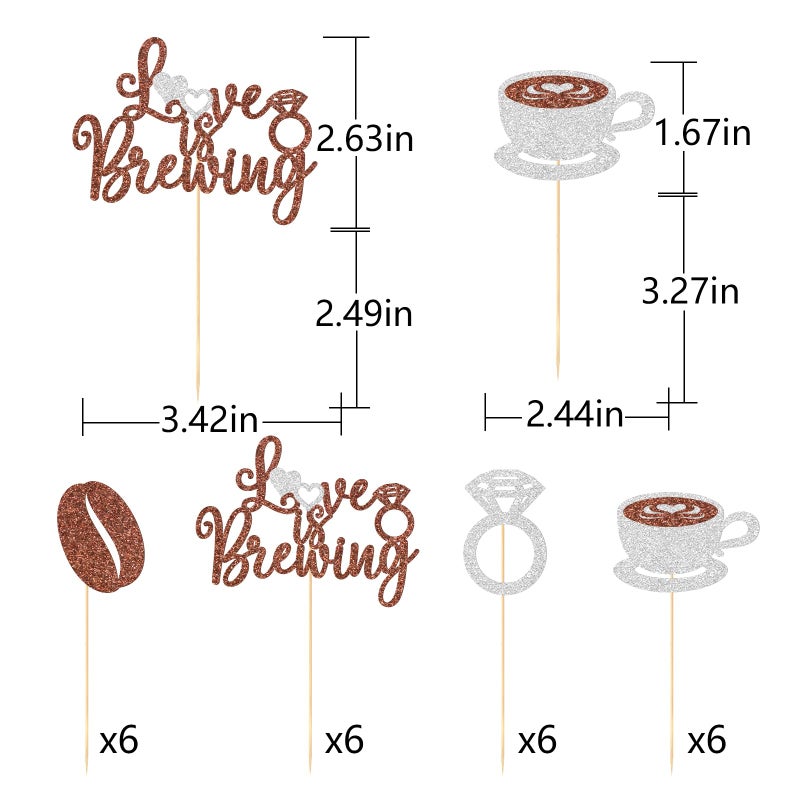 FOZEE Love is Brewing Bridal Shower Cupcake Topper, Coffee BridalShower Decorations, Coffee Themed Party Decorations, Love is Brewing Bridal Shower Party Decor, 24Pcs - Image 2