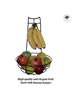 sulfar Mild Steel Fruit Bowl with Detachable Banana Holder Fruit & Vegetable Basket, Vegetable Stand, Banana Stand with Hook for Dining Table Kitchen (Black)  - Image 5