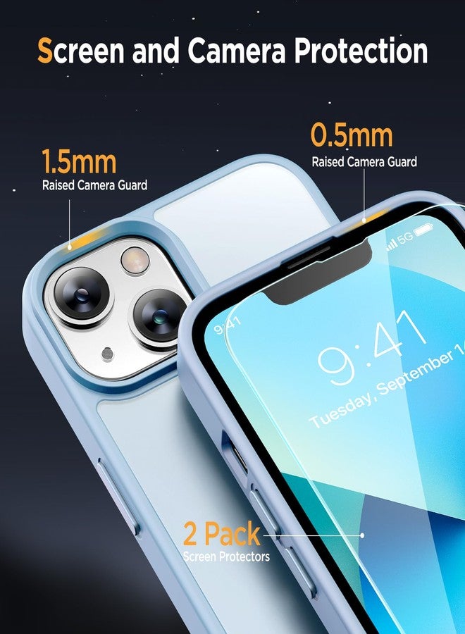 ميراكيس جراب Miracase المغناطيسي لهاتف iPhone 13 مقاس 6.1 بوصة (متوافق مع MagSafe) (مع واقيين للشاشة) حماية بمعايير عسكرية، غطاء هاتف شفاف غير لامع مقاوم لبصمات الأصابع، لون أزرق فاتح - Image 5