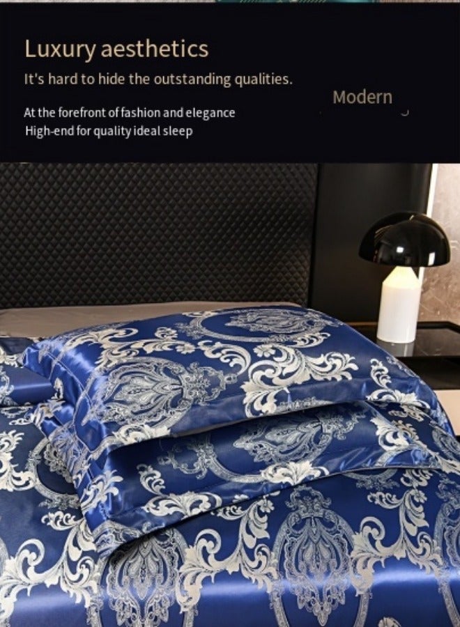 Luxury European Style Villa High Precision Bed 6 Piece Set 200x230 Real Silk Satin Jacquard Skin-friendly Silky Cool Bedding  - Image 4