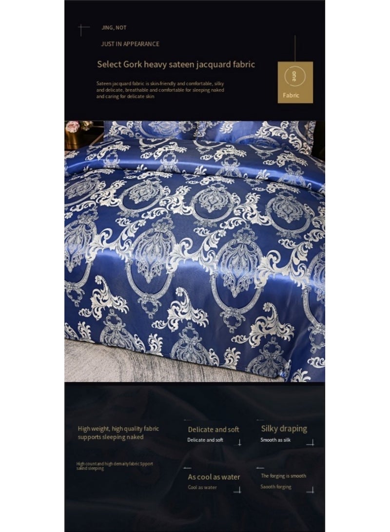 Luxury European Style Villa High Precision Bed 6 Piece Set 200x230 Real Silk Satin Jacquard Skin-friendly Silky Cool Bedding  - Image 5