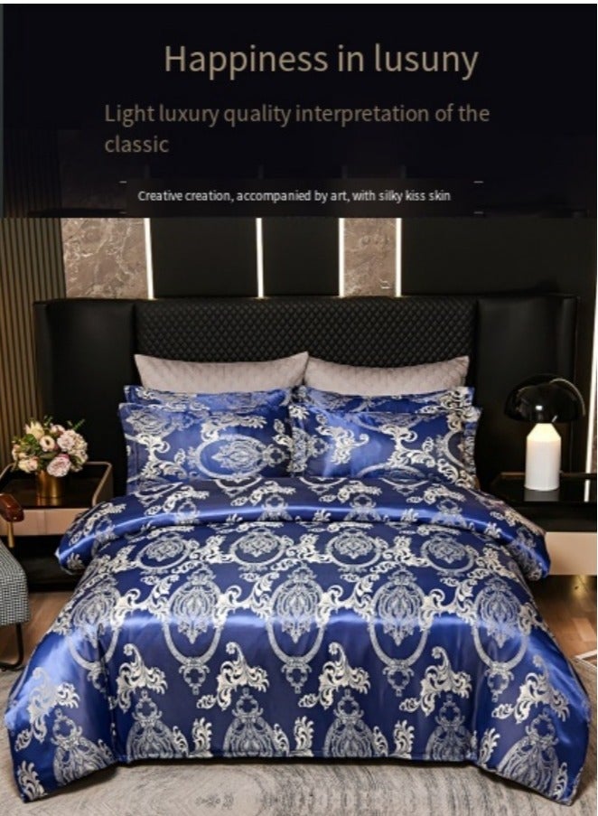 Luxury European Style Villa High Precision Bed 6 Piece Set 200x230 Real Silk Satin Jacquard Skin-friendly Silky Cool Bedding  - Image 2