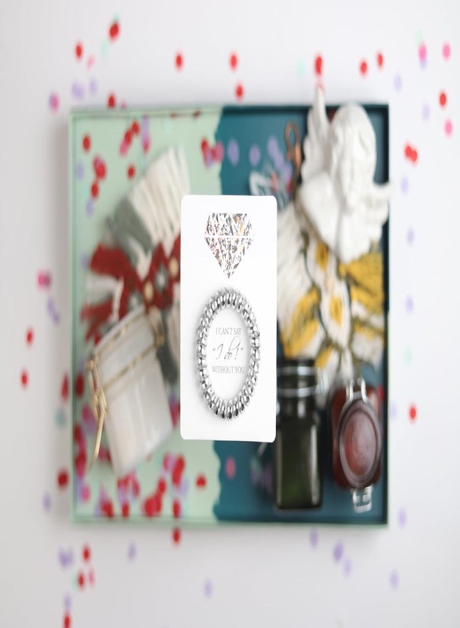 Toros.Store Set of 6 Bridesmaid Gifts Spiral Hair Ties on a Proposal Card - Phone Cord Hair Tie for Bridal Shower, Bachelorette Party Favors, Maid of Honor and Bridesmaid Proposal Gift (Silver) - Image 2