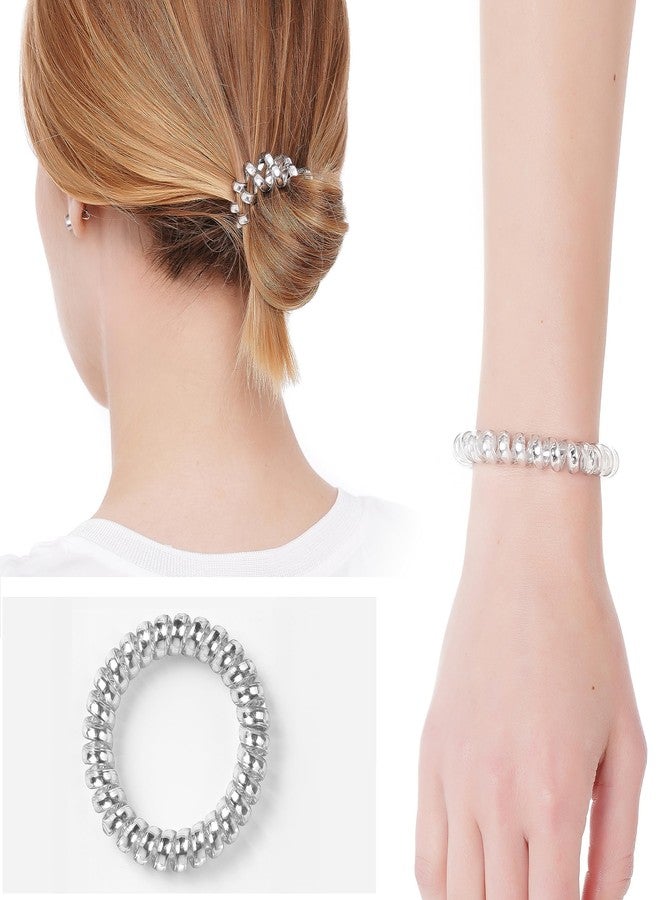 Toros.Store Set of 6 Bridesmaid Gifts Spiral Hair Ties on a Proposal Card - Phone Cord Hair Tie for Bridal Shower, Bachelorette Party Favors, Maid of Honor and Bridesmaid Proposal Gift (Silver) - Image 5