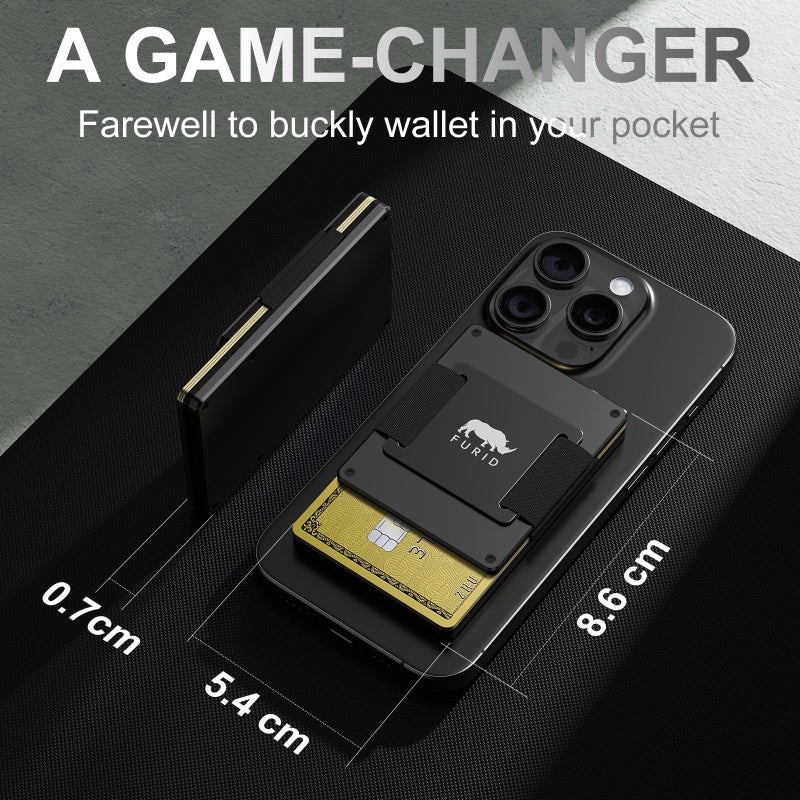 furid Magnetic Card-Wallet Compatible with Apple MagSafe: Slim Wallet with Cash Strap for iPhone 16/15/14/13/12 Series Pro Max, Minimalist Wallet - Image 4