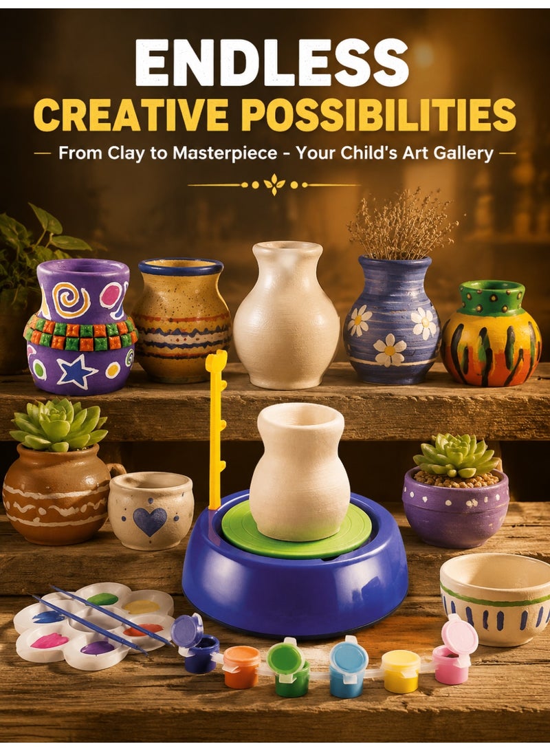 Electric Pottery Wheel for Kids - DIY Clay Pottery Studio Craft Kit - Educational Pottery Machine with Pulling Function - Creative Art Set Toy for Beginner Kids Gift - Image 4