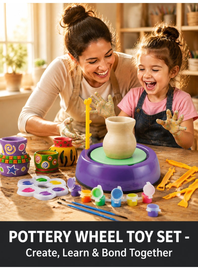 Electric Pottery Wheel for Kids - DIY Clay Pottery Studio Craft Kit - Educational Pottery Machine with Pulling Function - Creative Art Set Toy for Beginner Kids Gift - Image 1