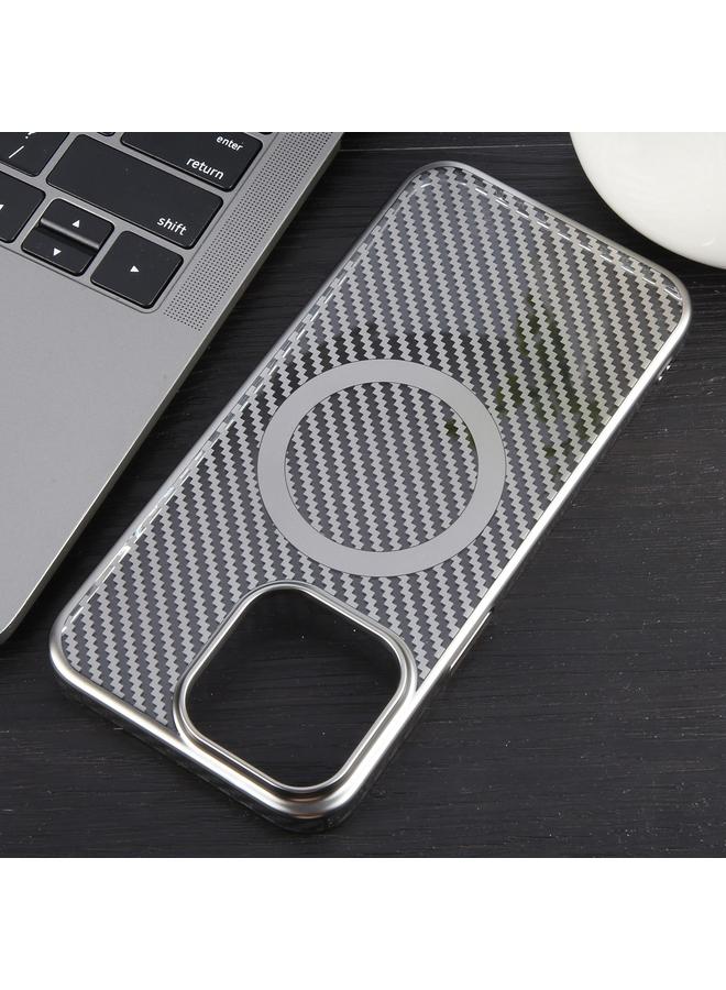S-TOP Case For iPhone 14 6D Plated Carbon Fiber Clear Magsafe PC Phone Case - Image 5