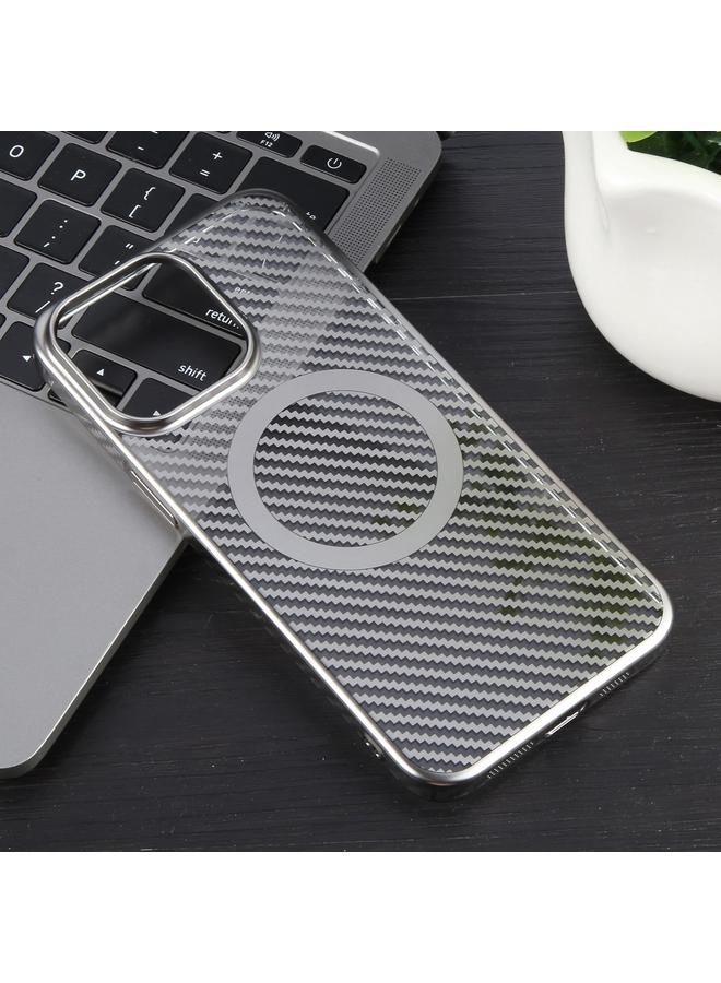 S-TOP Case For iPhone 14 6D Plated Carbon Fiber Clear Magsafe PC Phone Case - Image 2