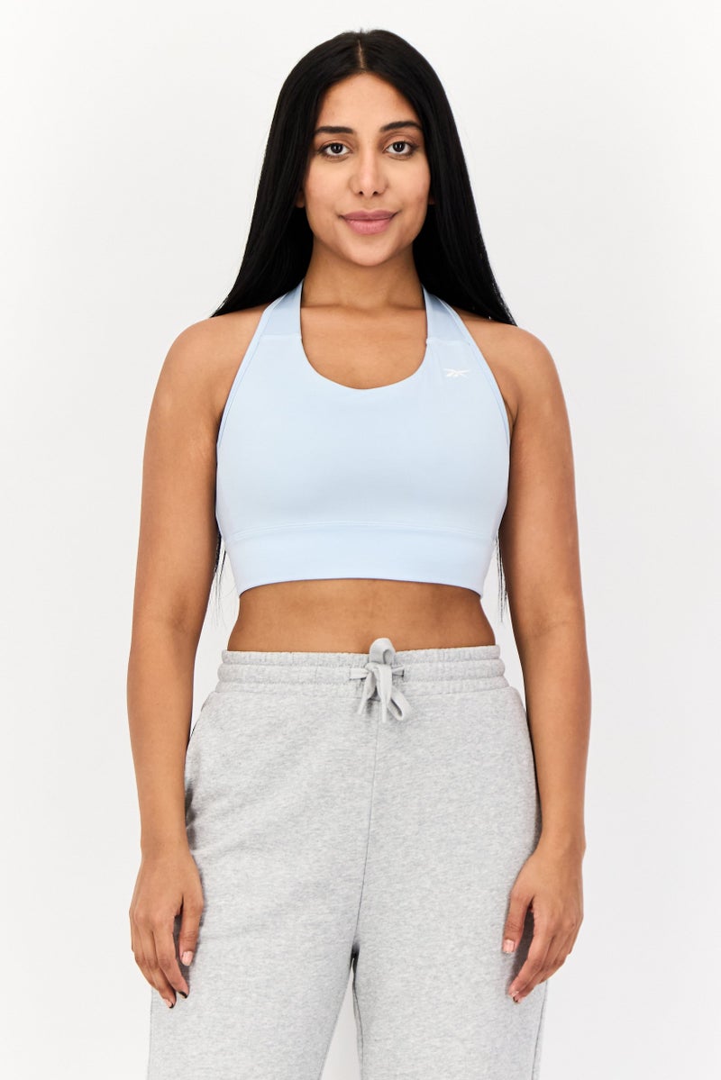 Reebok Women Brand Logo Non Padded Sports Bra, Blue - Image 1